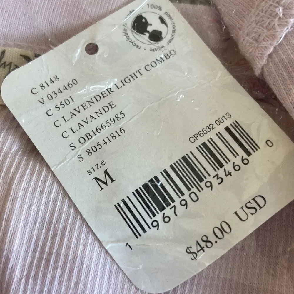 Free People cropped lavender long sleeve top NWT size M